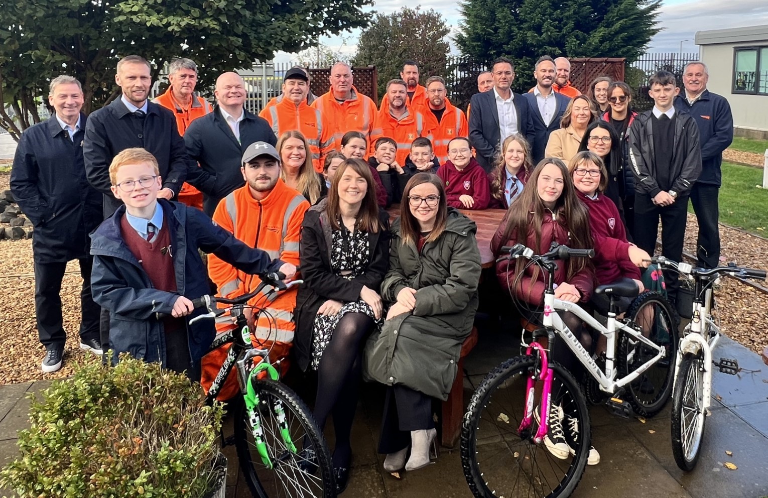 Pupils and staff at Keir Hardie Memorial Primary School celebrate